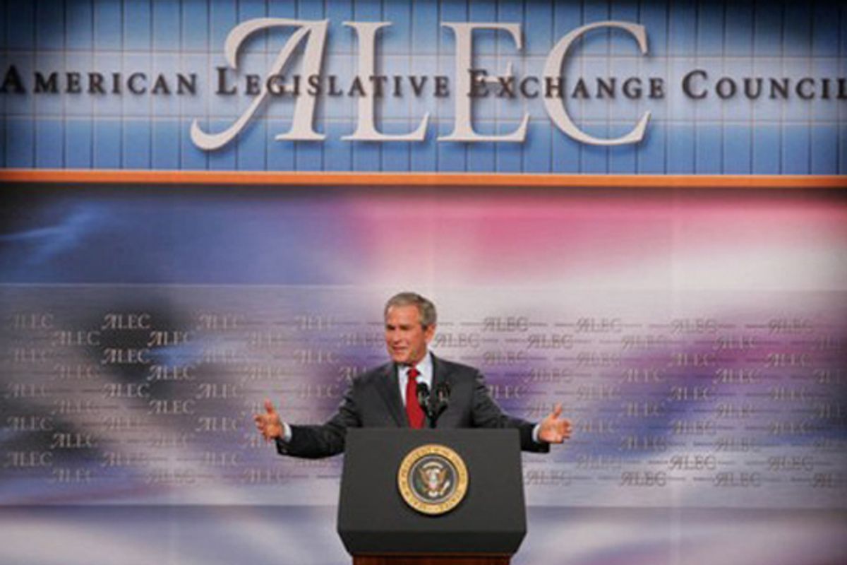 George W. Bush speaks to the American Legislative Exchange Council in Philadelphia in 2007.
   (Chris Greenberg)