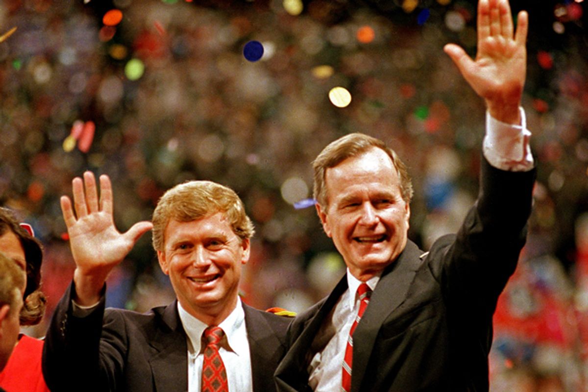 Dan Quayle and George H.W. Bush at the 1988 Republican National Convention.       (AP/J. Scott Applewhite)