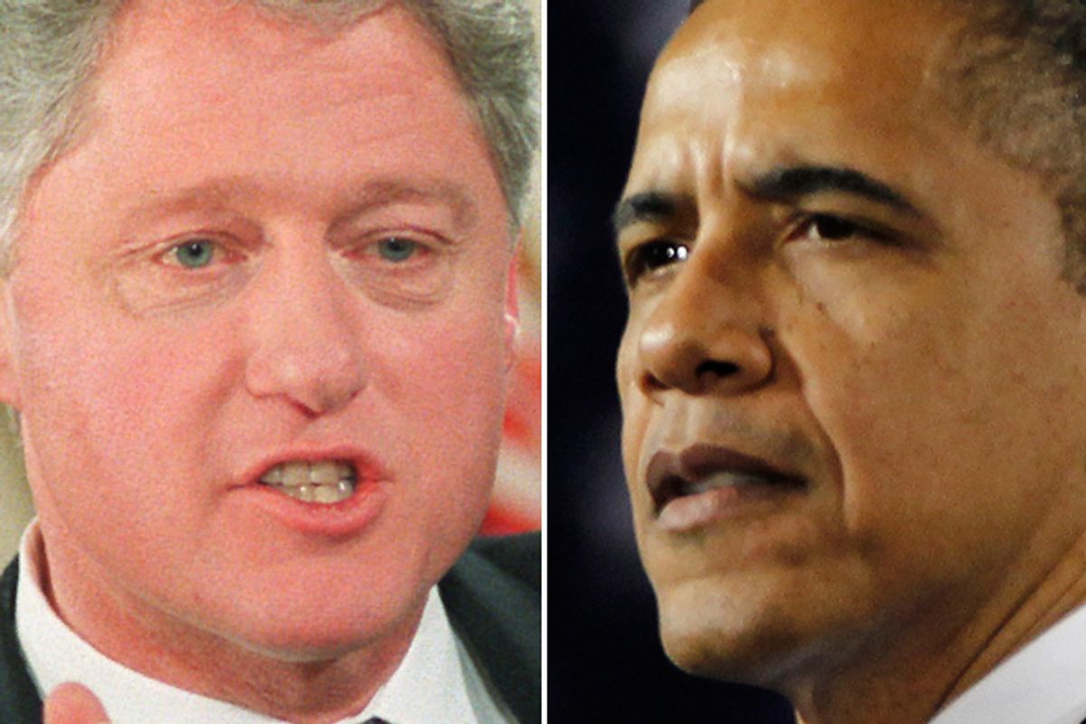 Bill Clinton in 1996 and Barack Obama   (AP)