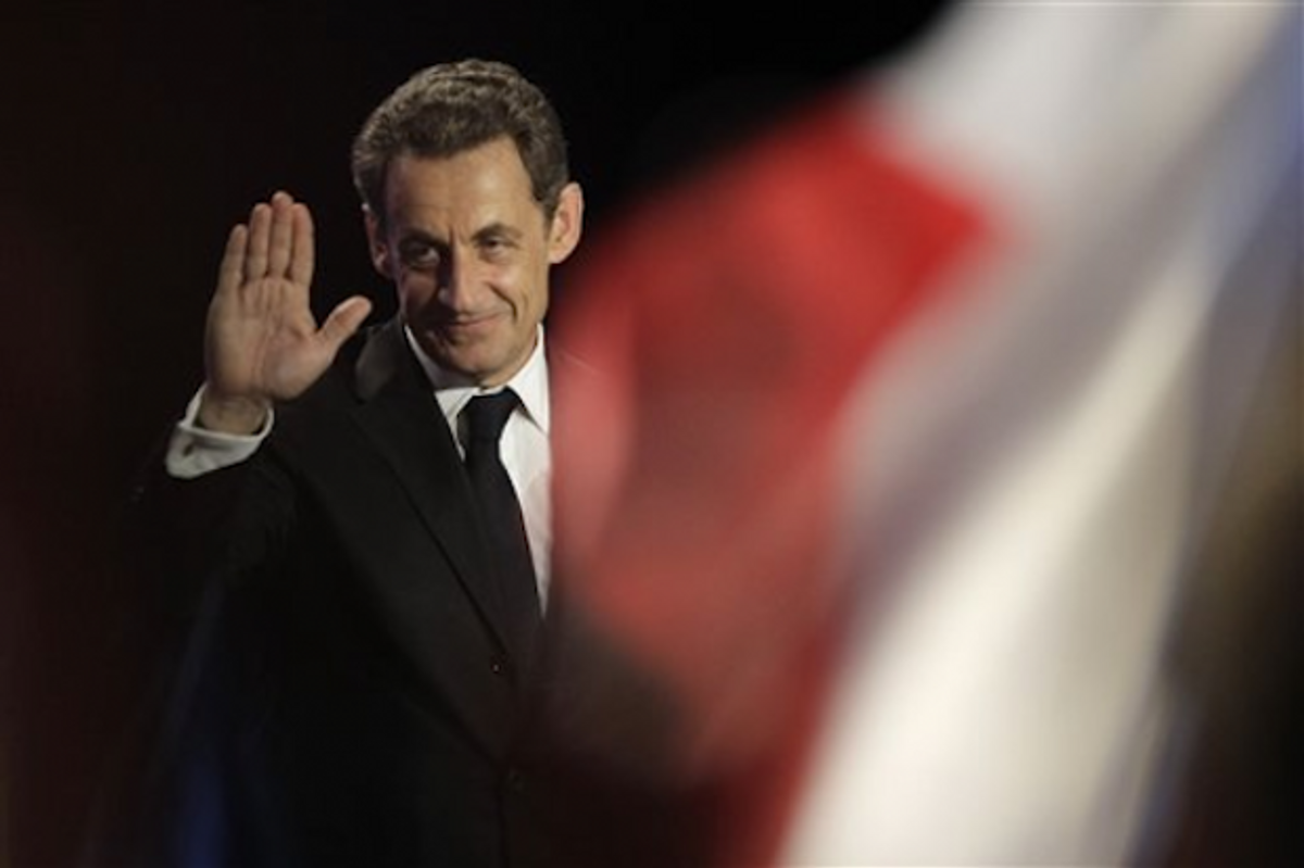  French president and re-election candidate Nicolas Sarkozy    (AP Photo/Michel Euler)