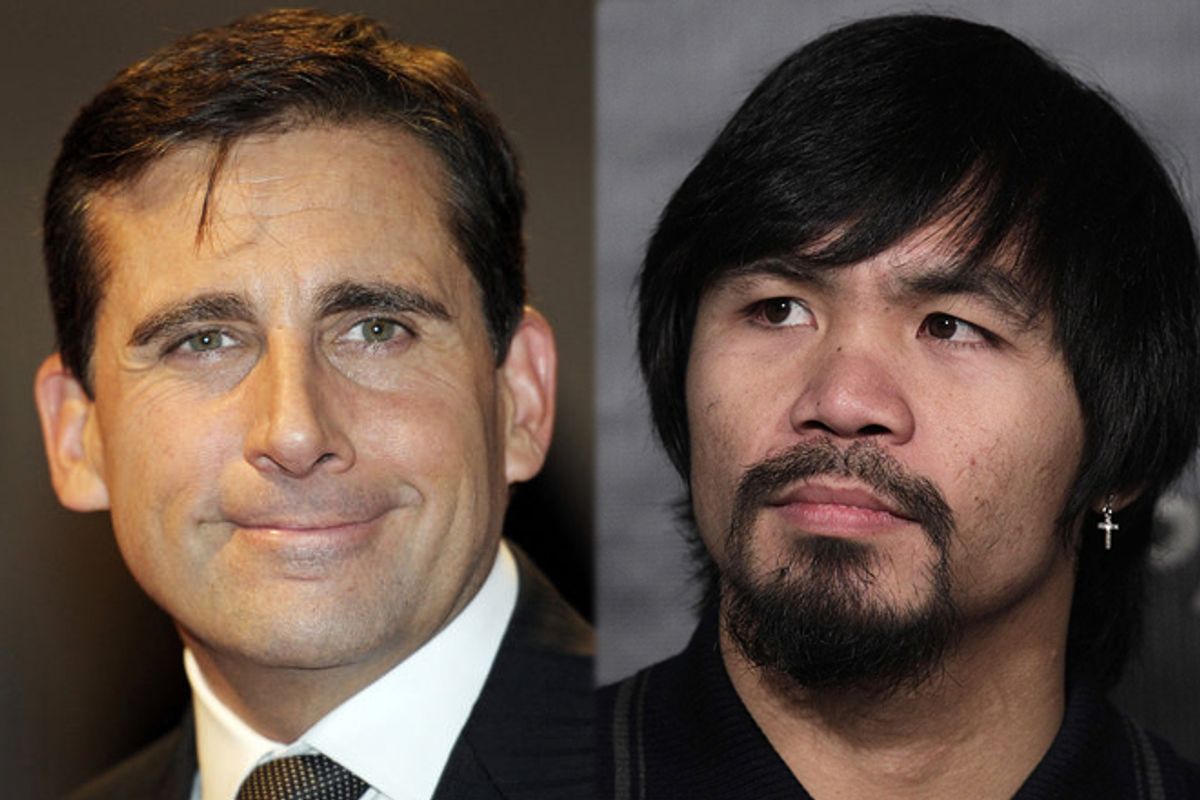 Steve Carell and Manny Pacquiao      (AP)