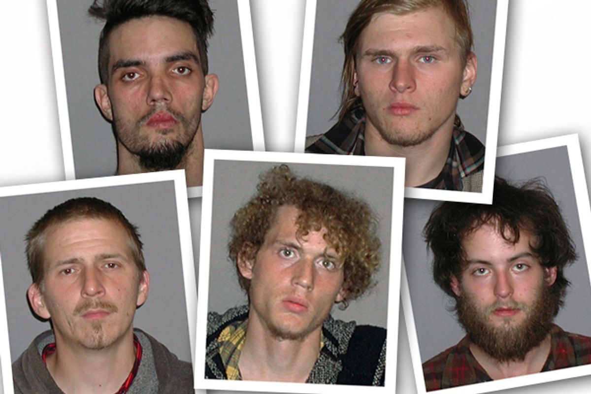 The five men arrested on April 30 for plotting to blow up a bridge near Cleveland, Ohio.      (AP/FBI)