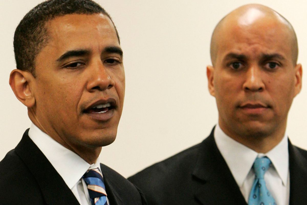 President Obama and Cory Booker          (AP/Matt Derer)
