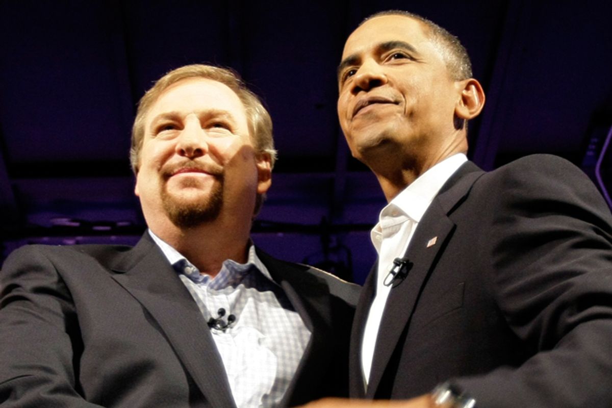 Rick Warren and Barack Obama           (AP/Alex Brandon)