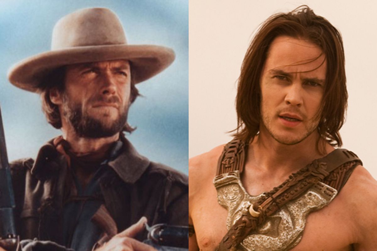 Clint Eastwood in "The Outlaw Josey Wales" and Taylor Kitsch in "John Carter"    