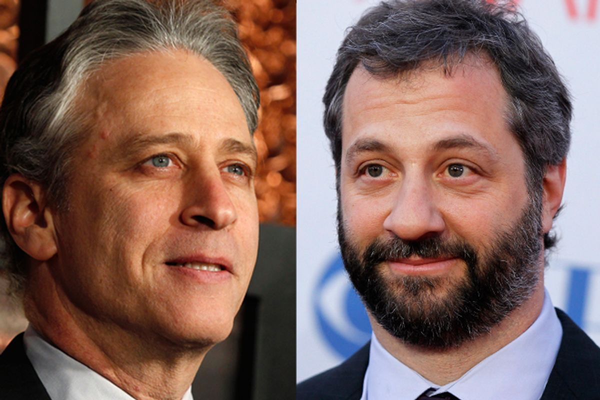 Jon Stewart and Judd Apatow     (Reuters)