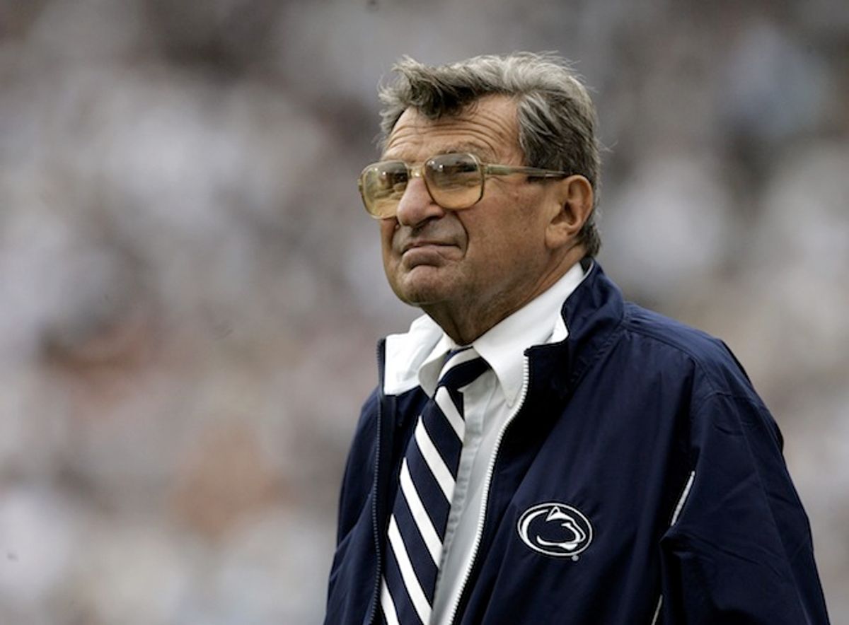 Penn State coach Joe Paterno watches the college football game against Youngstown State from the side lines Saturday, Sept. 16, 2006,  in State College, Pa.    (Associated Press/Carolyn Kaster)