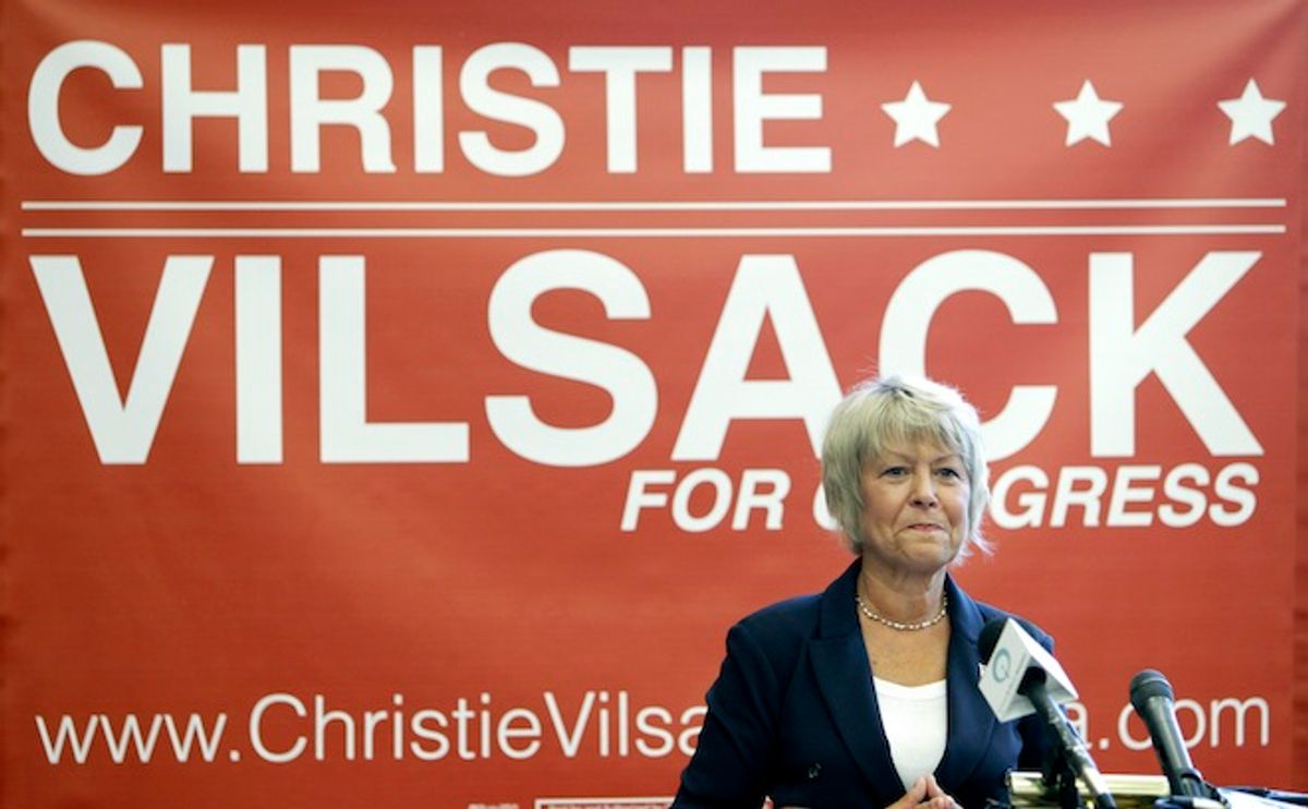 In this July 19, 2011, file photo, former Iowa first lady Christie Vilsack announces she has formally joined the race for Congress, in Ames, Iowa.       (AP/Charlie Neibergall)