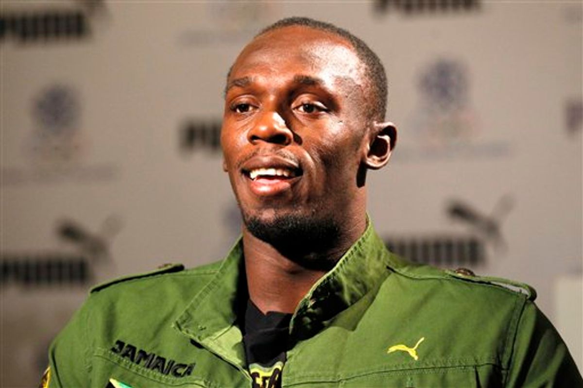 Jamaica's sprinter Usain Bolt talks to Associated Press in London. (AP/Sang Tan)  