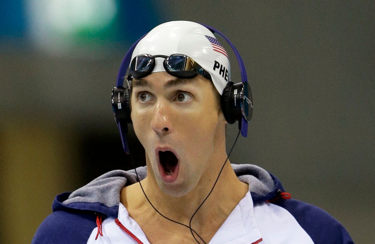 United States' Michael Phelps prepares to compete in a men's 100-meter butterfly swimming heat     (AP/Matt Slocum)
