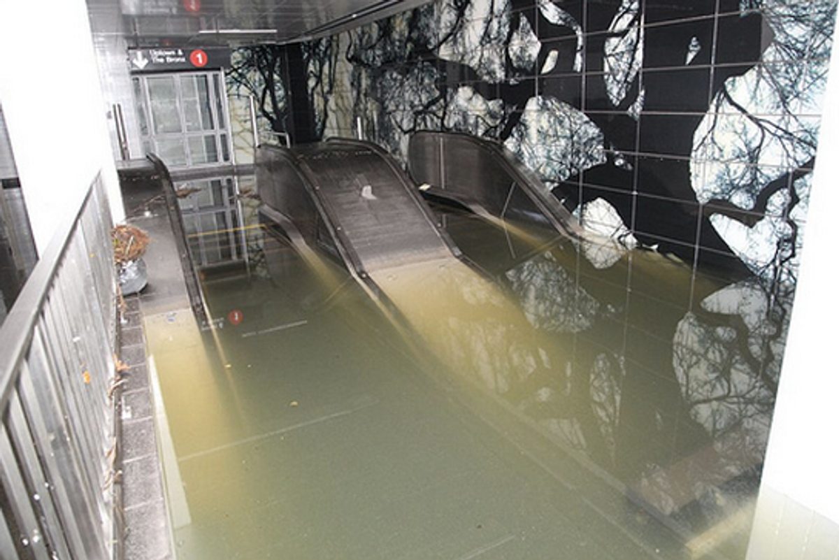 One of many flooded subways in New York City     (Twitter via @MTAInsider)