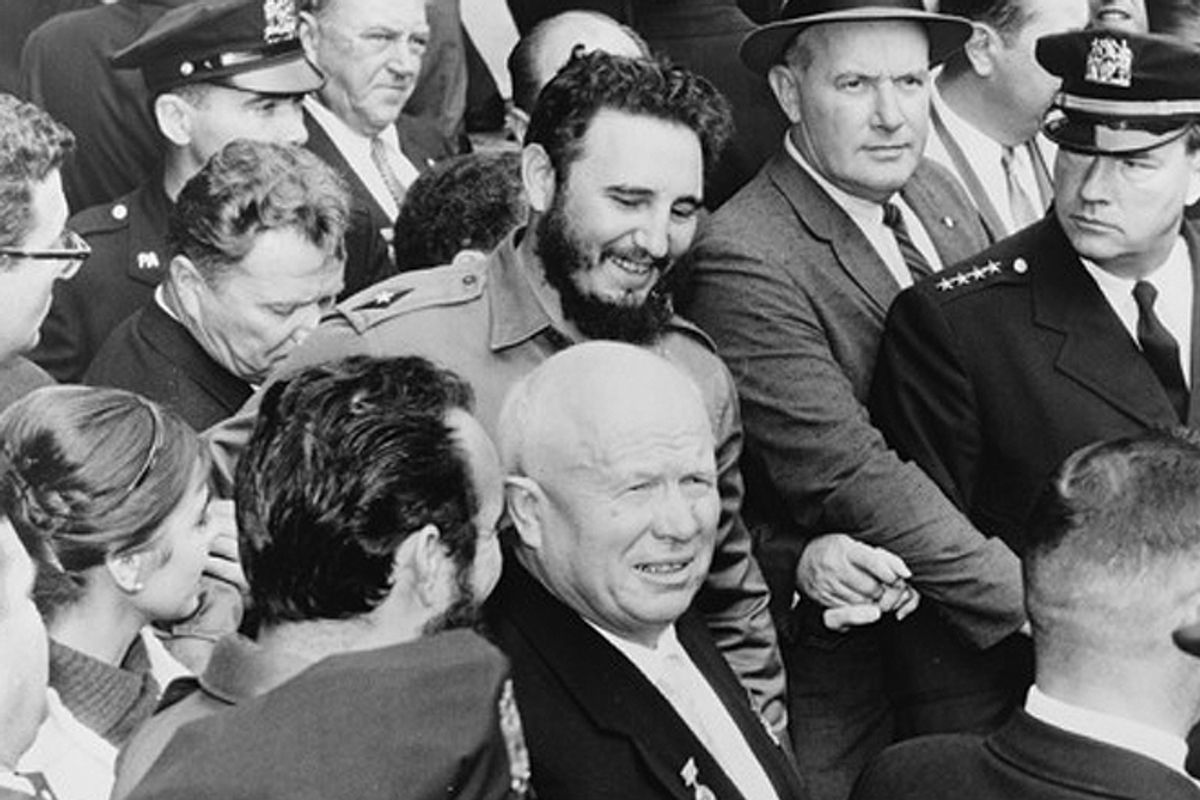 Fidel Castro (top) and Nikita Khrushchev    