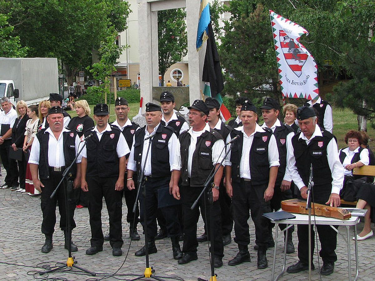  Members of Jobbik's vigilante Hungarian Guard (Wikimedia)