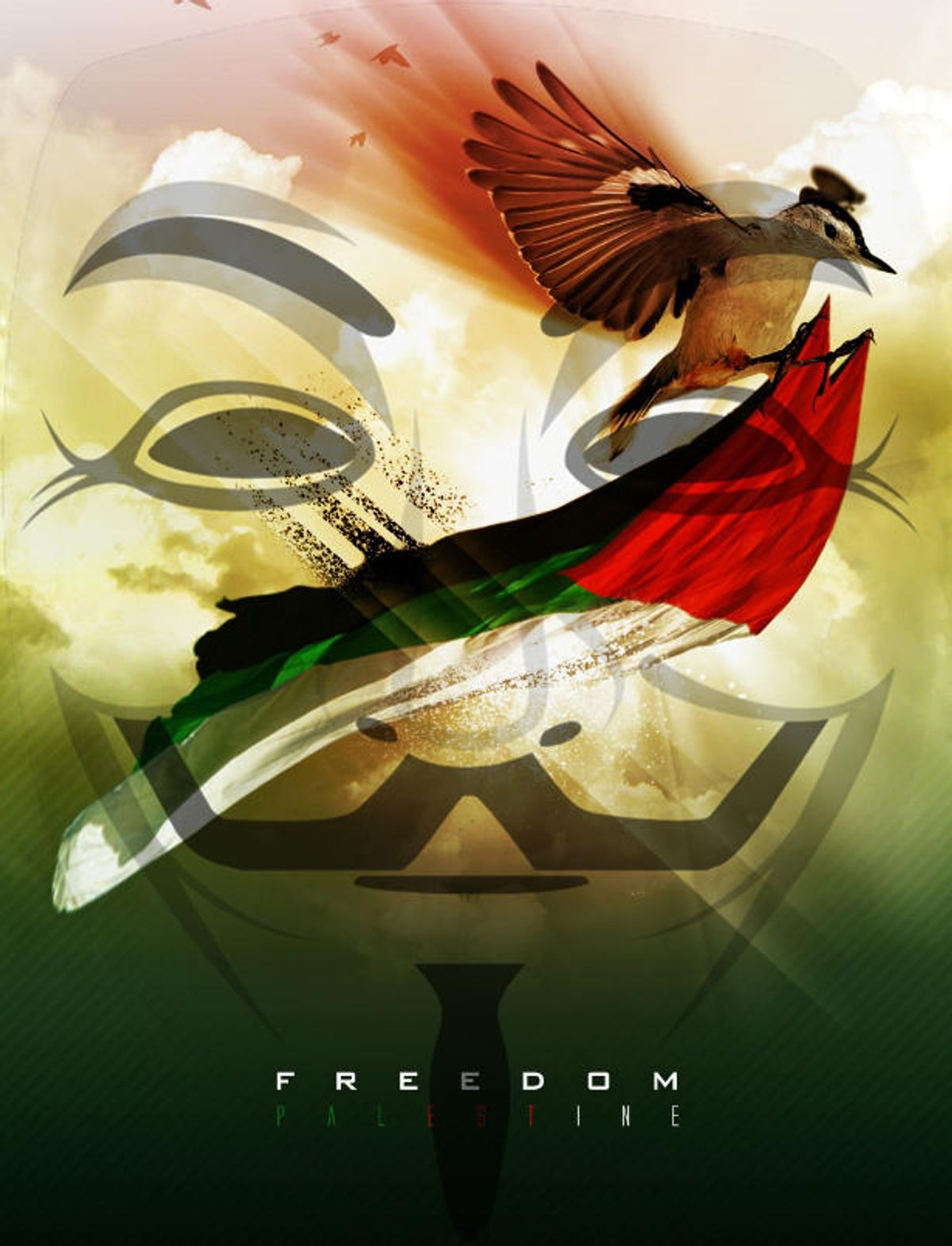  Anonymous posts a "Free Palestine" image on Twitter (via @YourAnonNews)  