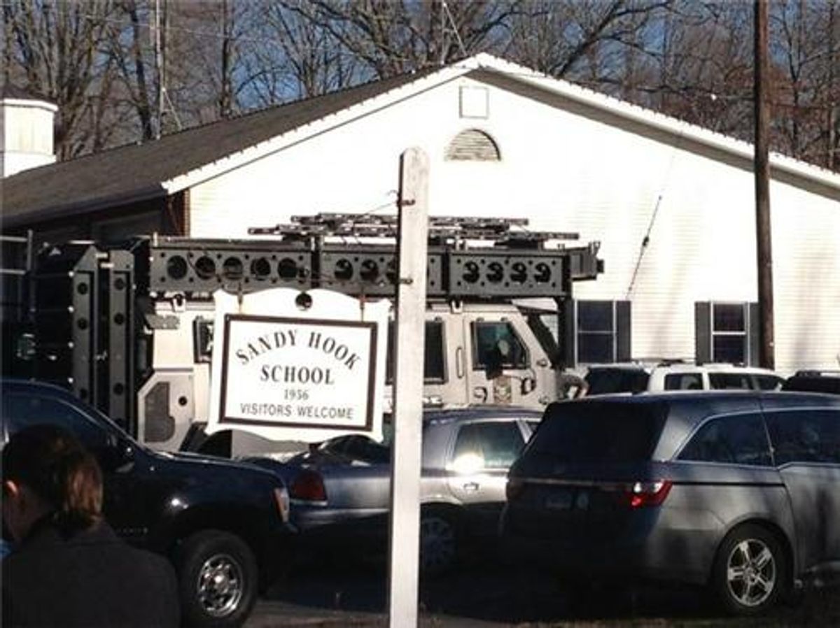 State police swat vehicle enters school driveway                (Via @AnthonyOnFOX)