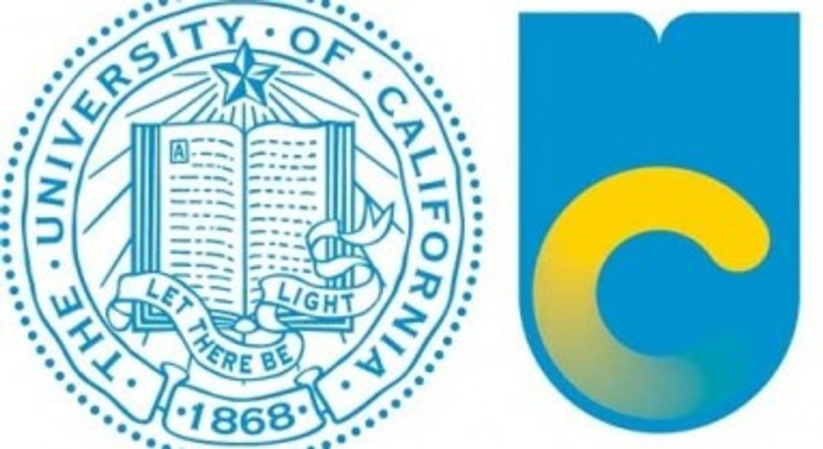  The old UC logo next to the new (via The New Inquiry)