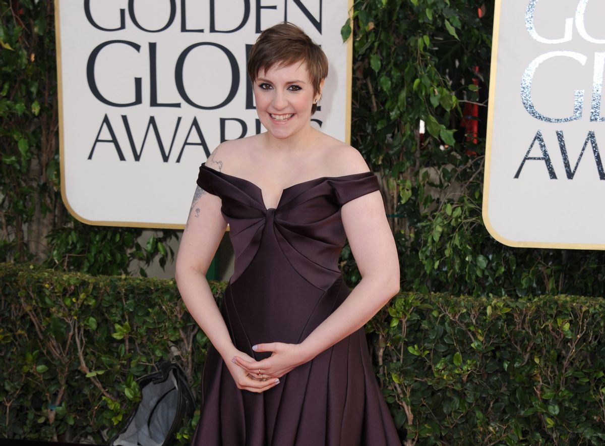 Actress and filmmakerr Lena Dunham arrives at the 70th Annual Golden Globe Awards at the Beverly Hilton Hotel on Sunday Jan. 13, 2013, in Beverly Hills, Calif. (Photo by Jordan Strauss/Invision/AP)                  (Jordan Strauss/invision/ap)