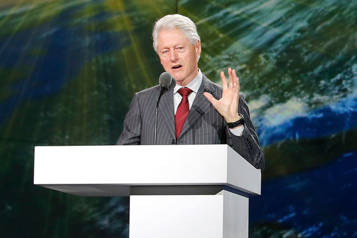 Former President Bill Clinton speaks during Samsung's keynote address at the International Consumer Electronics Show in Las Vegas, Wednesday, Jan. 9, 2013.     (AP/Jae C. Hong)