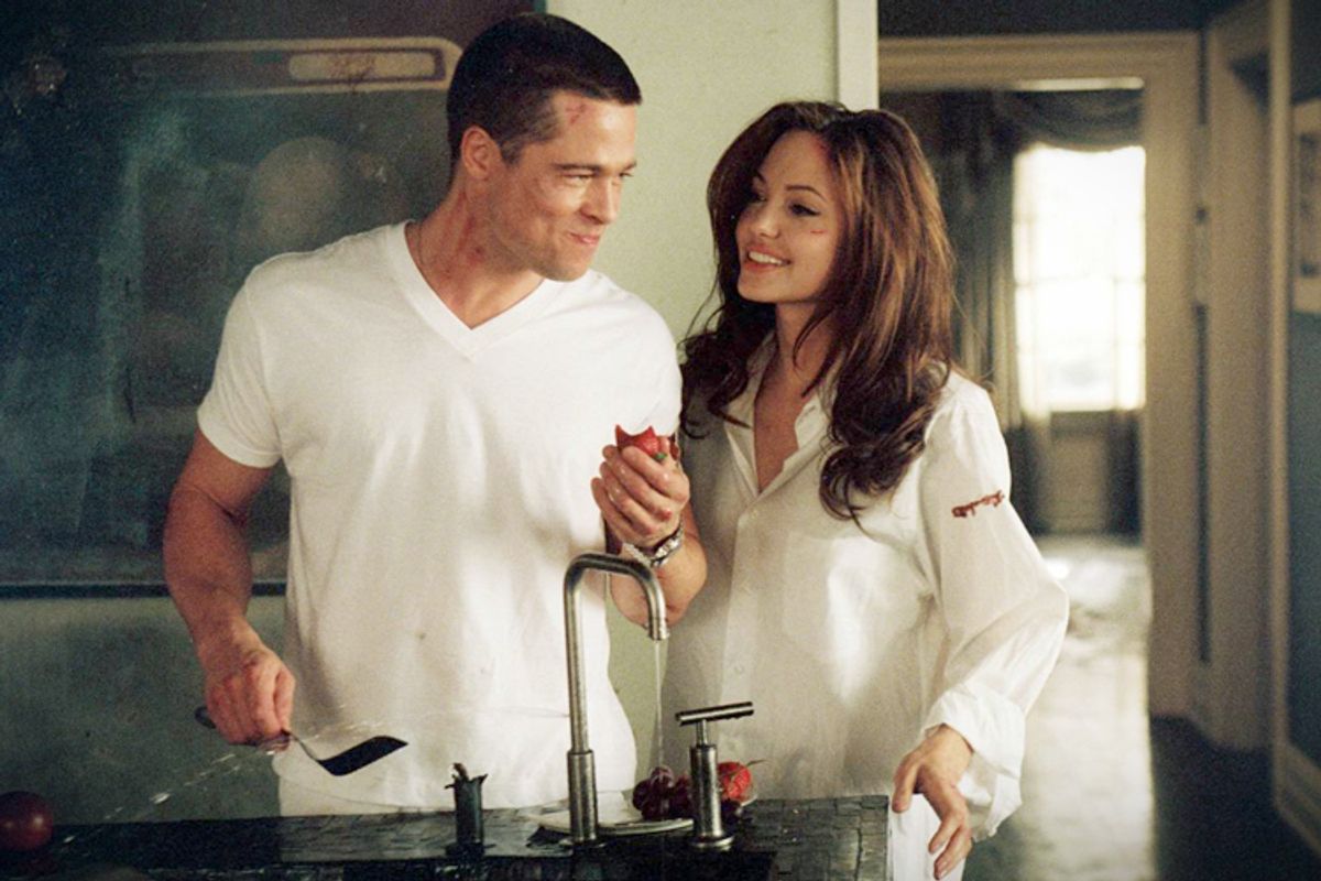 Brad Pitt and Angelina Jolie in "Mr. and Mrs. Smith"      