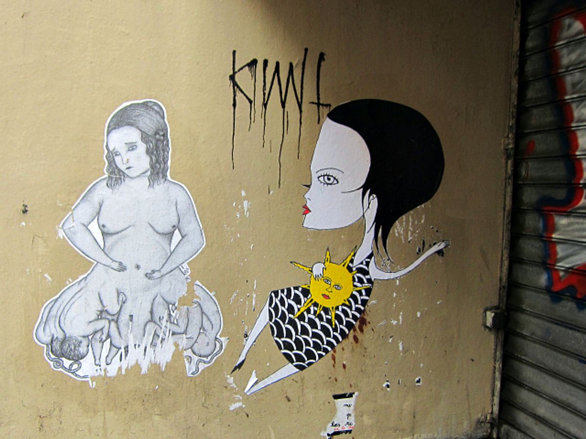 Street art by Fred le Chevalier in Paris
   (All photos by the author for Hyperallergic)