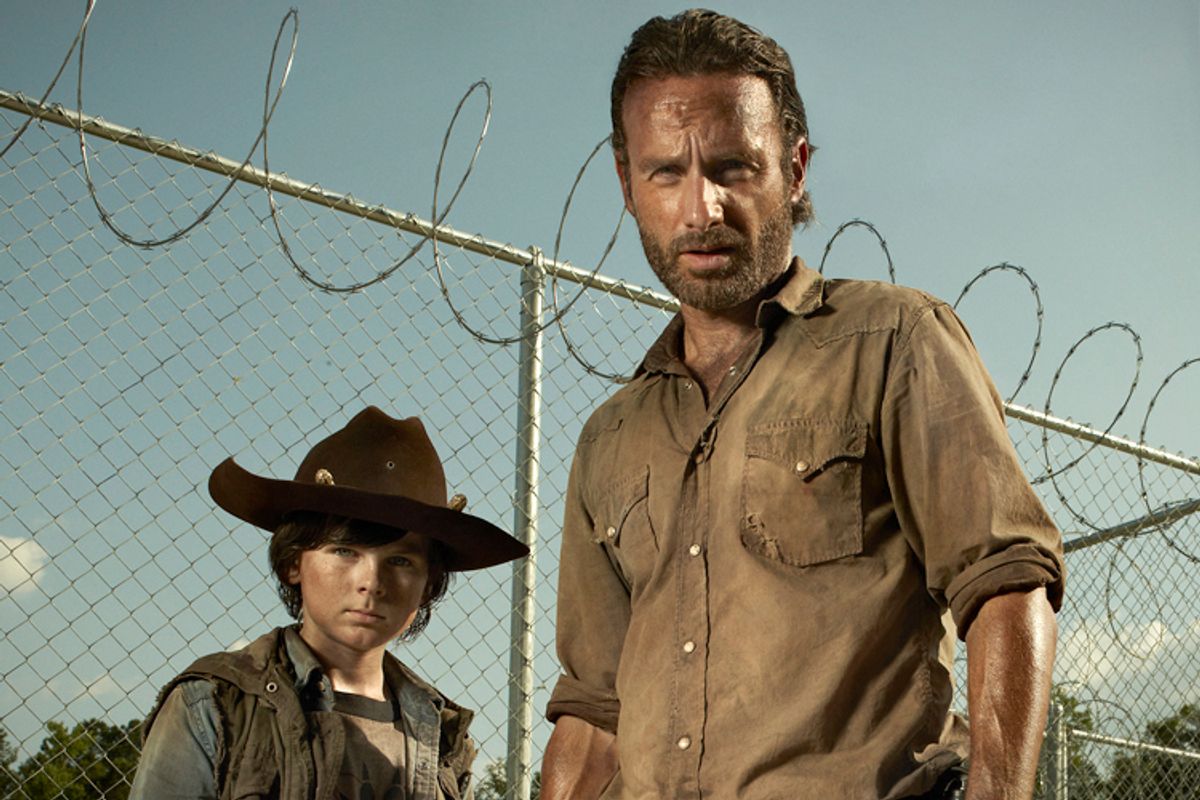 Carl Grimes (Chandler Riggs) and Sheriff Rick Grimes (Andrew Lincoln) from "The Walking Dead"     (AMC/Frank Ockenfels)