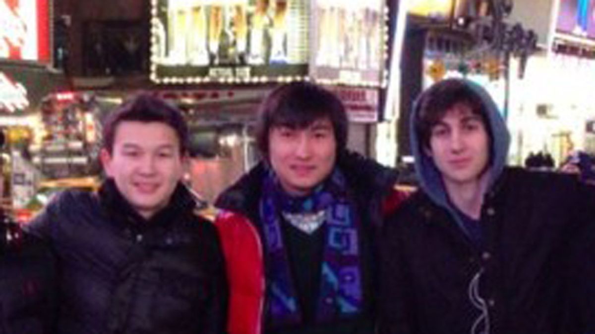 Dzhokhar Tsarnaev with Boston Marathon bombing suspects Azamat Tazhayakov and Dias Kadyrbayev. 
     
