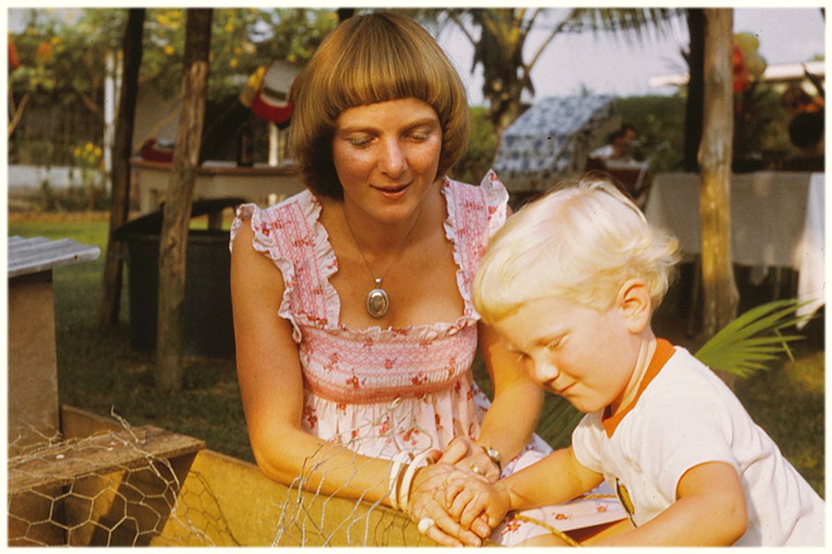 A photo of the author with his mother  