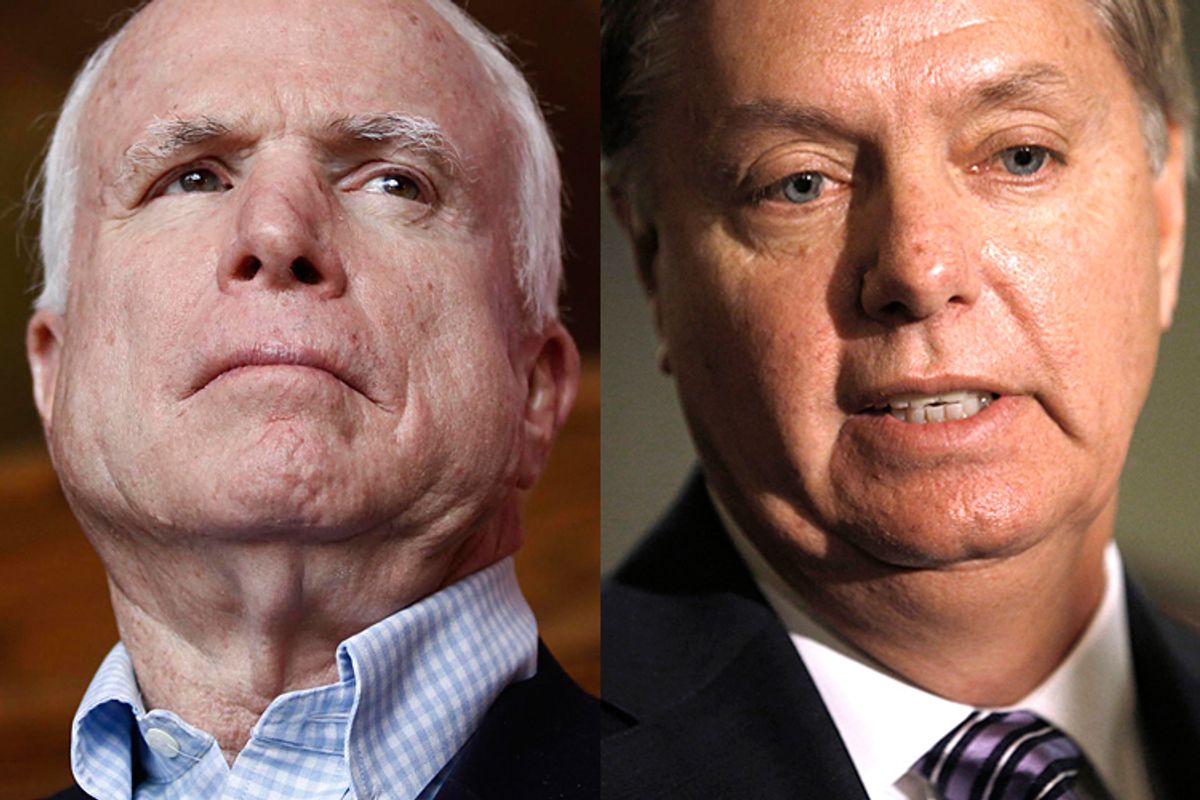 Senators John McCain (R-Ariz.), Lindsey Graham (R-SC)             (Reuters/Samantha Sais/Jason Reed)