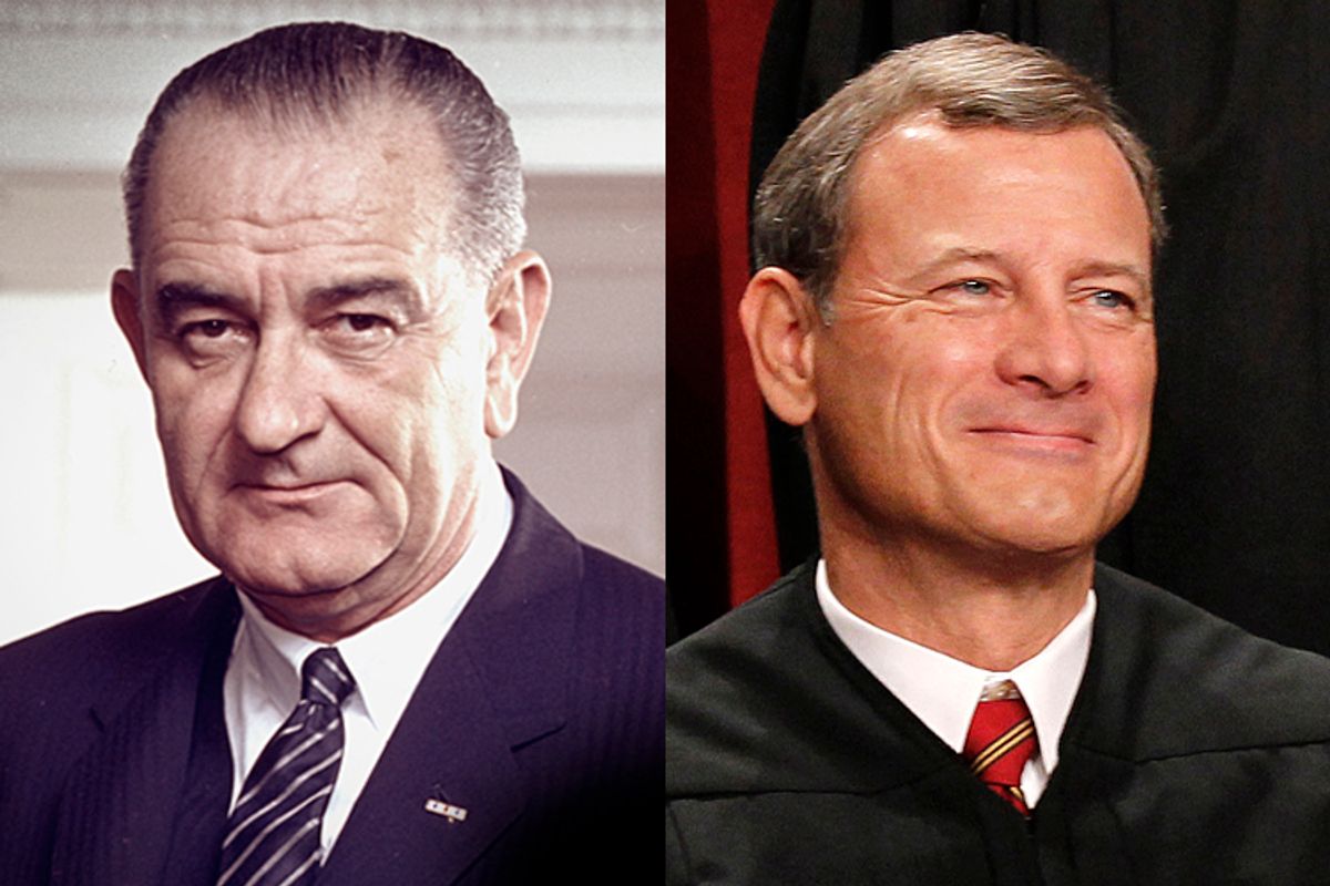 President Lyndon B. Johnson, Chief Justice John Roberts         (AP/Pablo Martinez Monsivais)