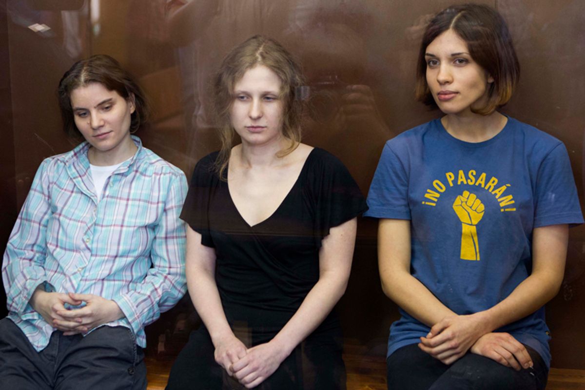 Nadezhda Tolokonnikova, Maria Alekhina and Yekaterina Samutsevich of Pussy Riot             (AP/Misha Japaridze)
