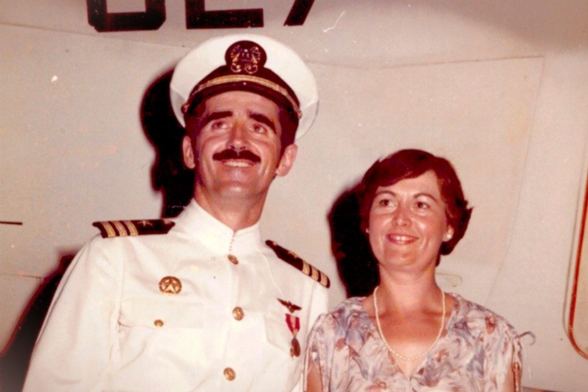  Cmdr. Peter Rodrick and Barbara Rodrick, July 4, 1979. VAQ-135 Change of Command Ceremony      (Courtesy of Stephen Rodrick)