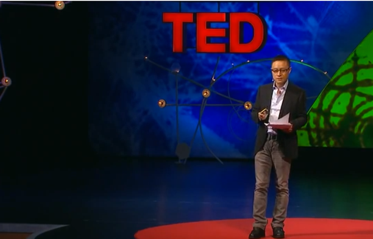 Eric X. Li delivers a TED Talk in Edinburgh in June 2013 (Youtube screenshot)