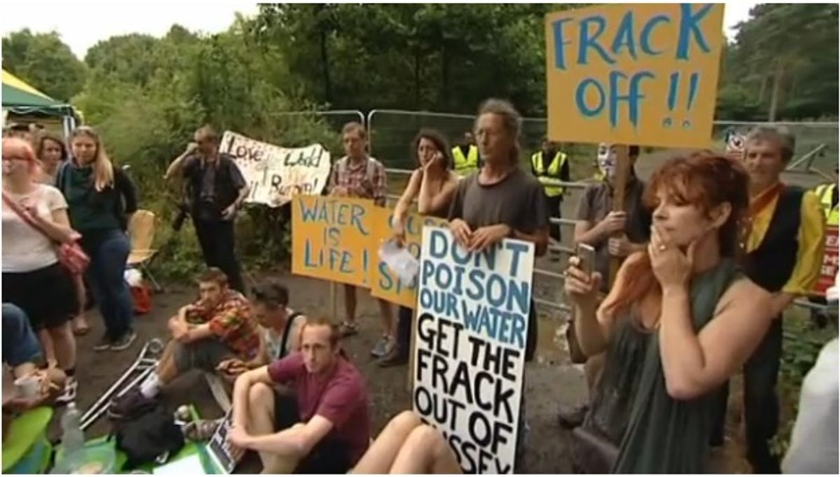  Protestors camp out in Balcombe, Sussex  (Screenshot, ITV News)
