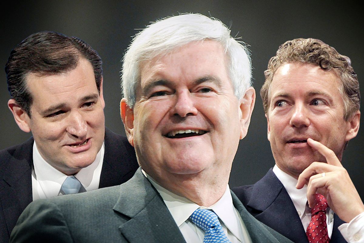 Ted Cruz, Newt Gingrich, Rand Paul                                         (Reuters/Jonathan Ernst/Tami Chappell/AP/Ed Reinke)