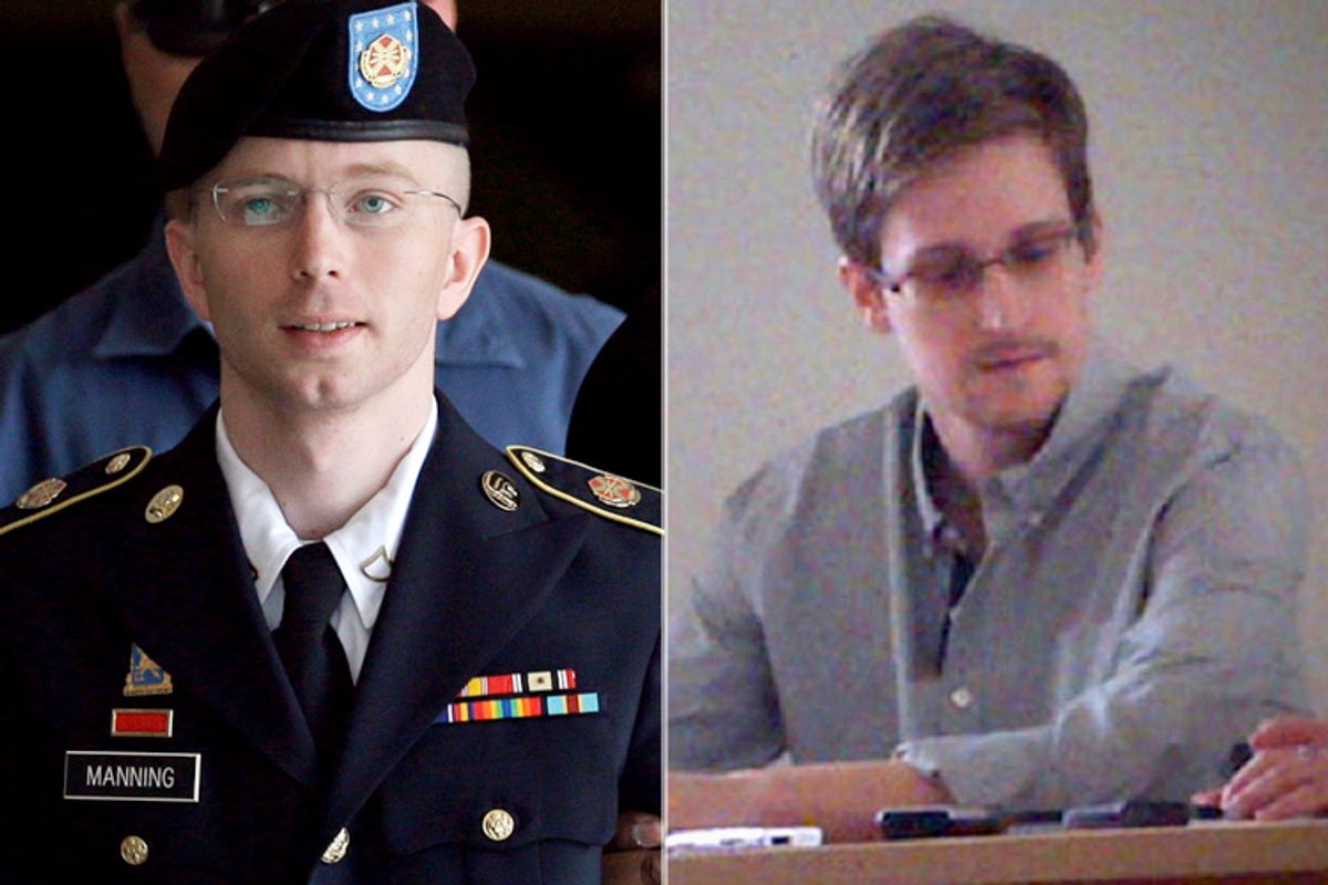 Bradley Manning, Edward Snowden                            (AP/Patrick Semansky/Tanya Lokshina)