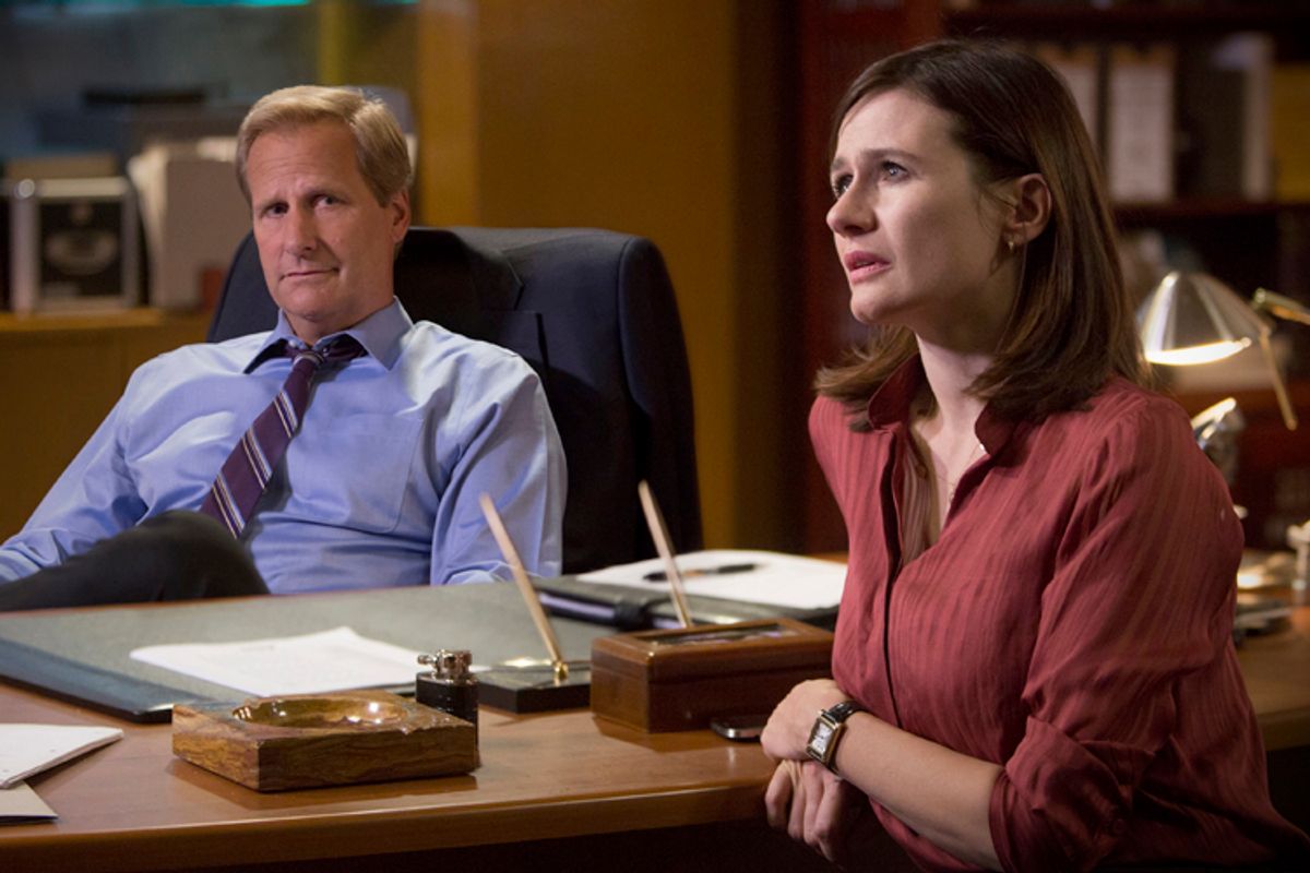 Jeff Daniels and Emily Mortimer in "The Newsroom"         (HBO)