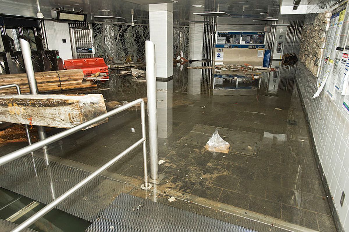Manhattan's South Ferry subway station after it was flooded by seawater during Hurricane Sandy       (Wikimedia commons)