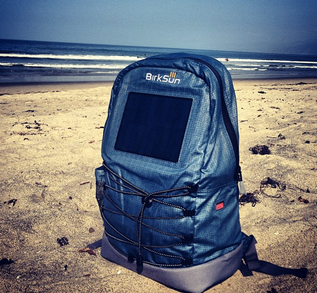 The BirkSun, shown in Levels Teal, has a built-in solar panel and rechargeable battery (BirkSun/Instagram)