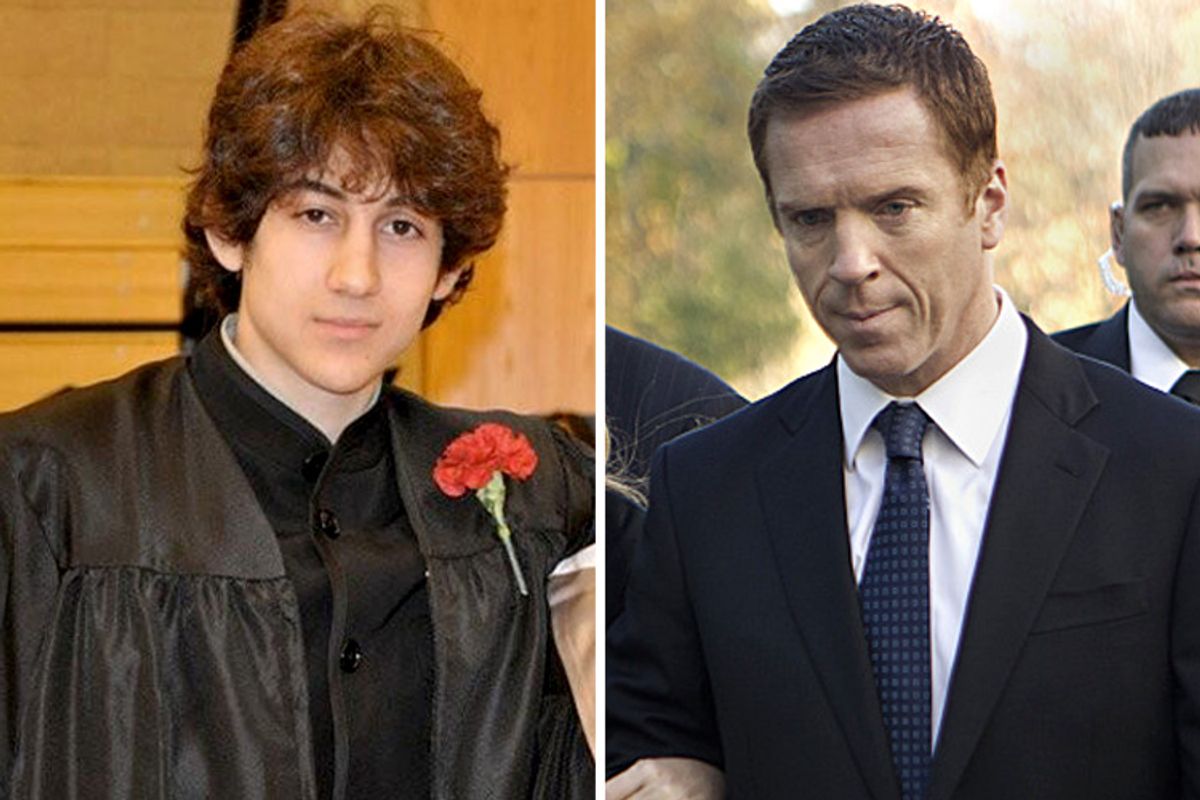 Dzhokhar A. Tsarnaev, Damian Lewis as Nicholas Brody in "Homeland"      (AP/Robin Young/Showtime/Kent Smith)