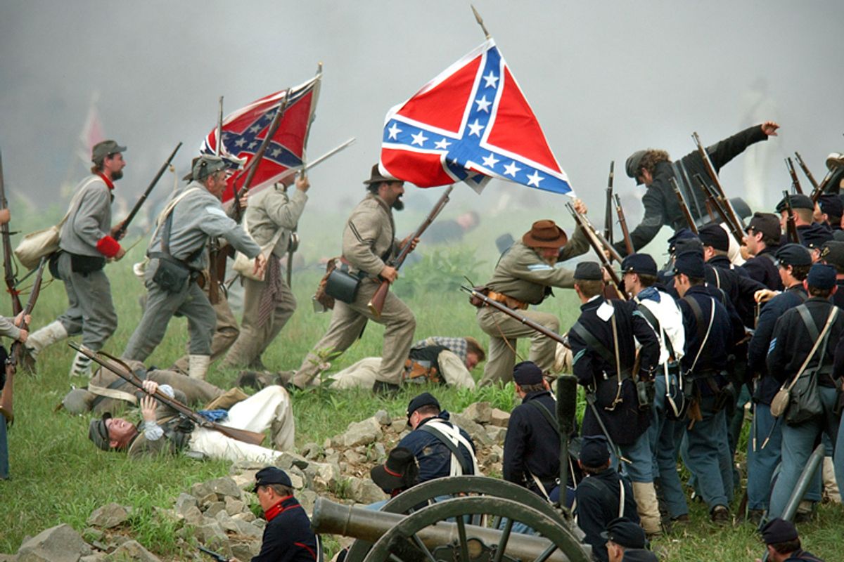A re-enactment commemorating the Battle of Gettysburg, Aug. 10, 2003, in Gettysburg, Pa.        (AP/Carolyn Kaster)