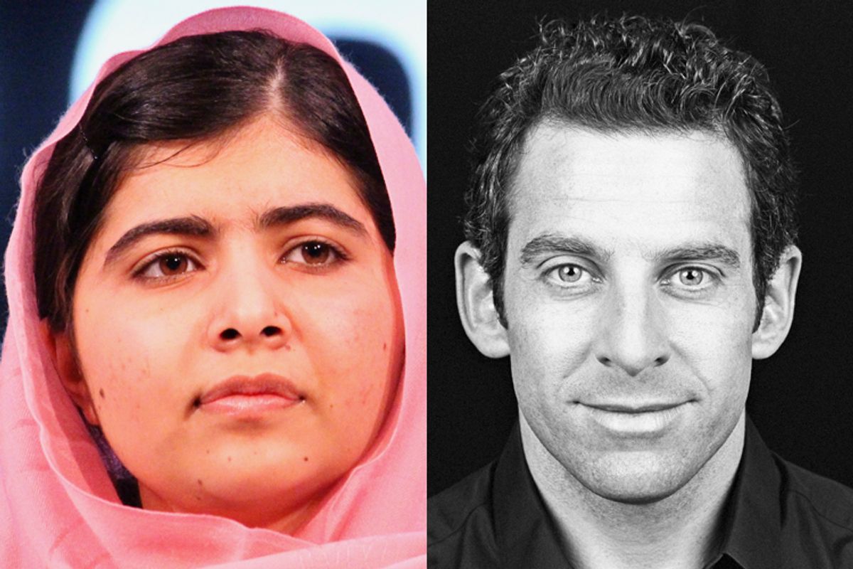 Malala Yousafzai, Sam Harris        (Reuters/Hoda Emam/AP/Sara Allen)