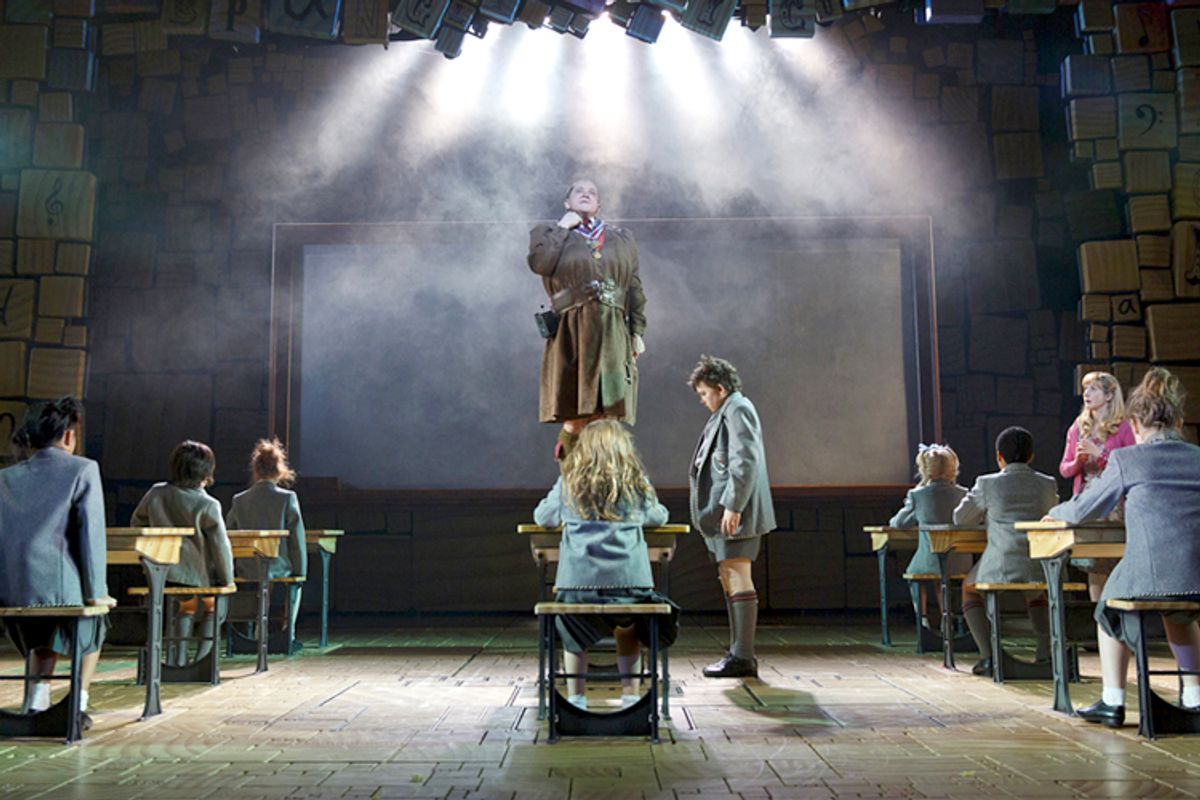 Bertie Carvel, center, during a performance of "Matilda, the Musical," in New York.     (AP/Joan Marcus)