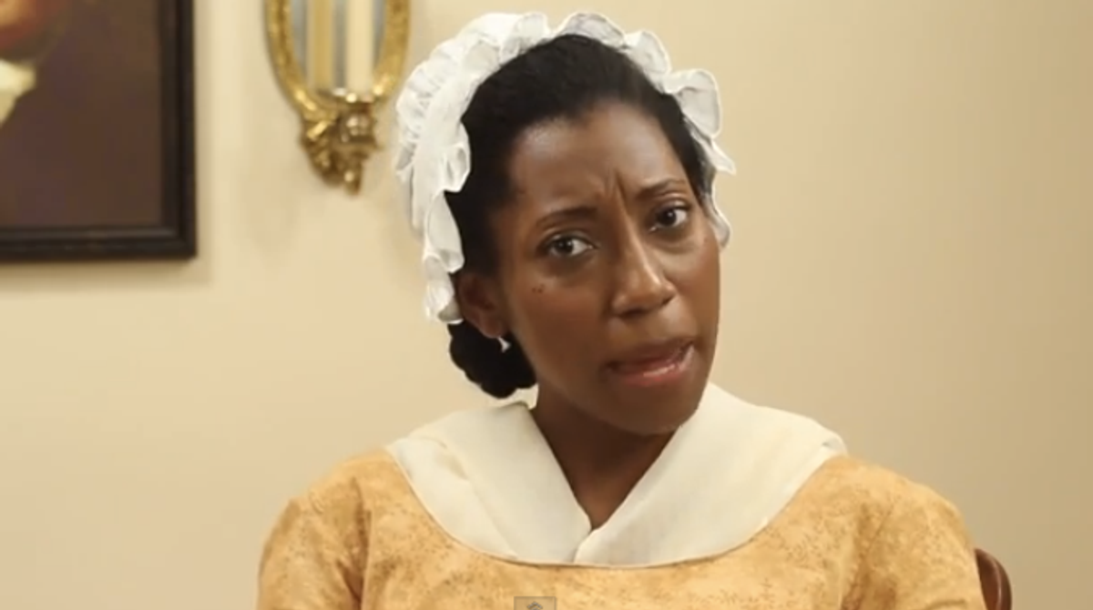Azie Dungey in her Web series "Ask a Slave" 