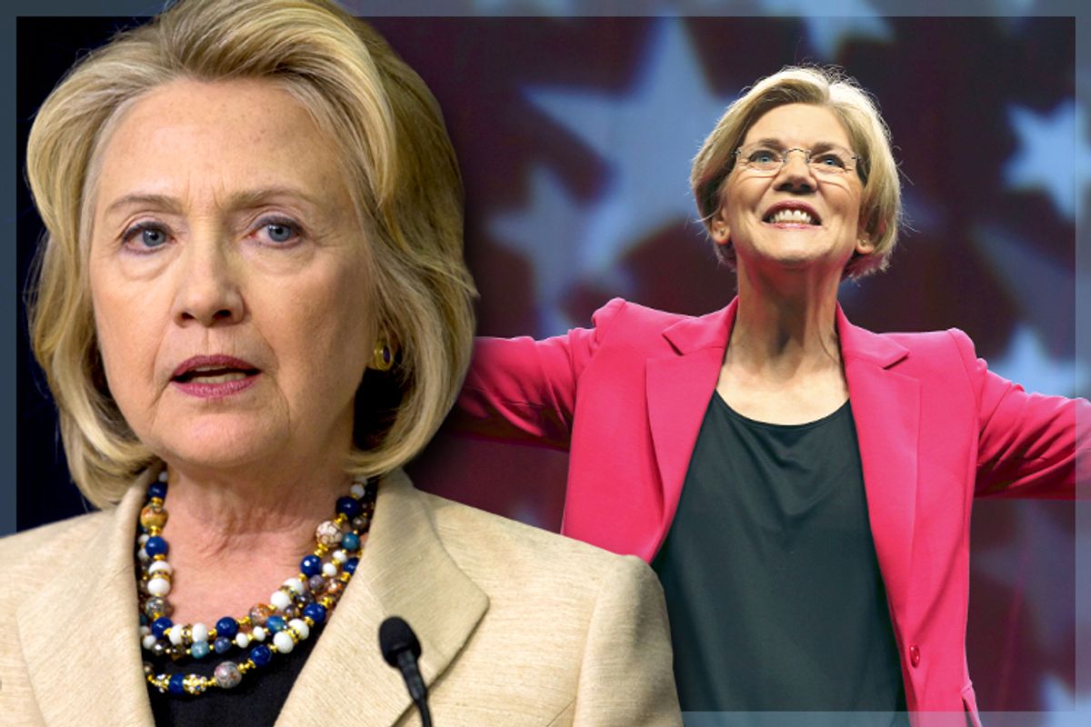 Hillary Clinton, Elizabeth Warren                 (Reuters/Carlo Allegri/Michael Dwyer)