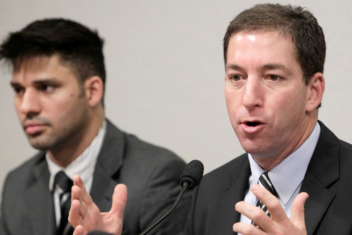 Glenn Greenwald, with his partner David Miranda               (AP/Eraldo Peres)