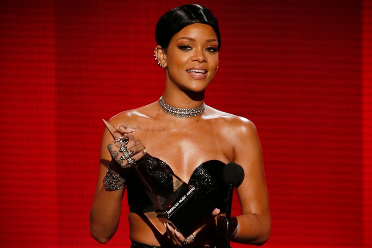 Rihanna, at the 41st American Music Awards, November 24, 2013.      (Reuters/Lucy Nicholson)