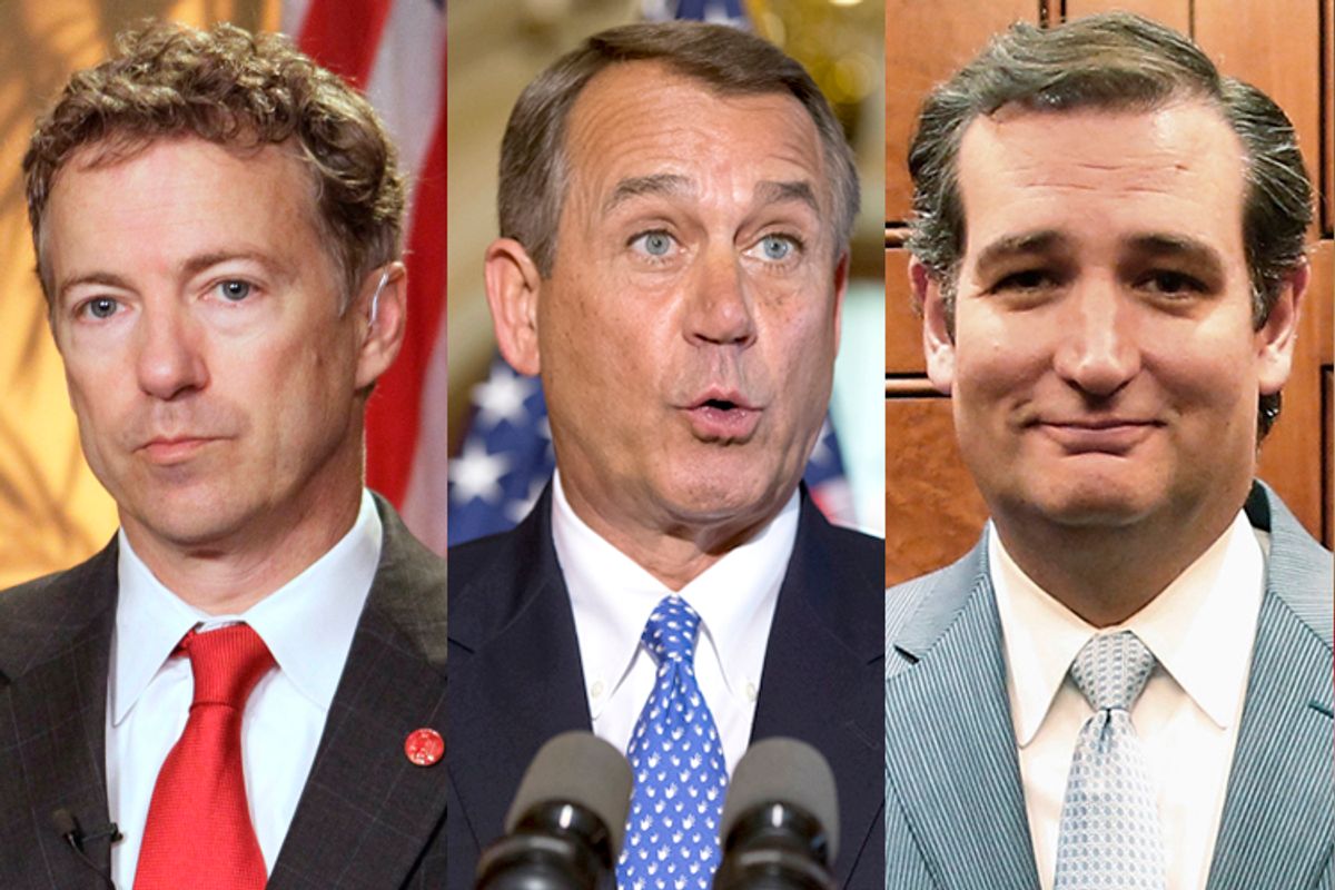 Rand Paul, John Boehner, Ted Cruz                                                                        (AP/Ed Reinke/J. Scott Applewhite/Reuters/Jonathan Ernst)