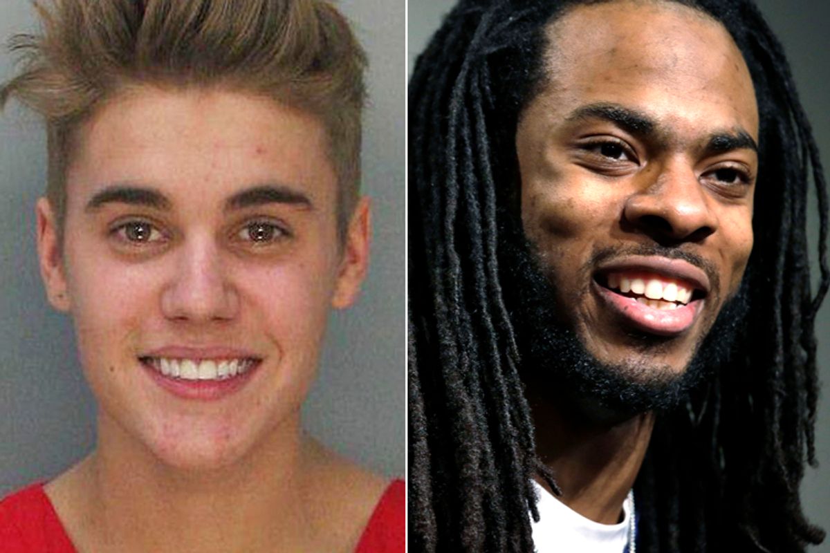 Justin Bieber, Richard Sherman         (AP/Miami Dade County Jail/Elaine Thompson)