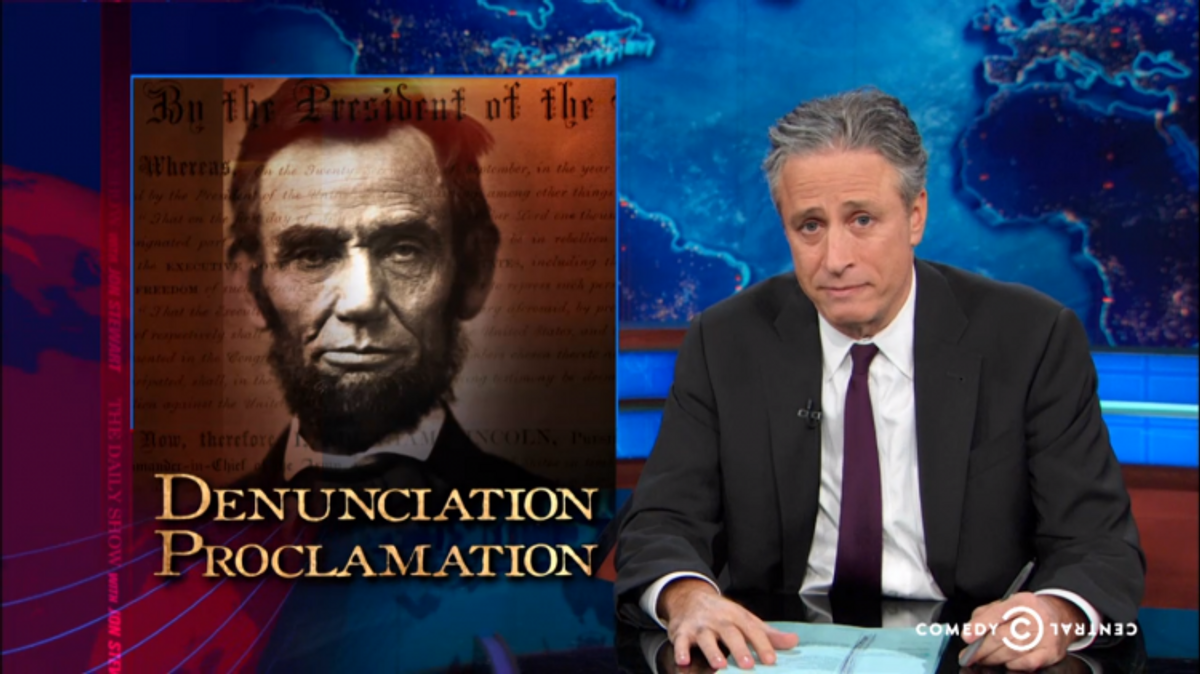     (<a href="http://www.thedailyshow.com/watch/mon-february-24-2014/denunciation-proclamation">Screen shot, The Daily Show</a>)
