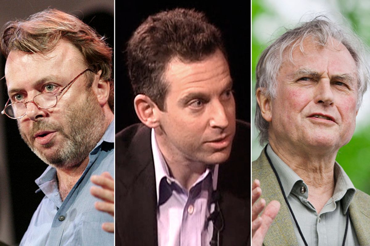 Christopher Hitchens, Sam Harris, Richard Dawkins                (Reuters/Shannon Stapleton/ABC News/Reuters/Chris Keane)